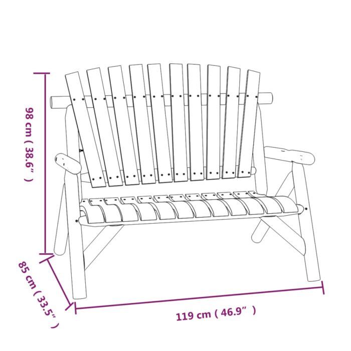 Banc de jardin à 2 places 119x85x98 cm bois massif d'épicéa – Image 4