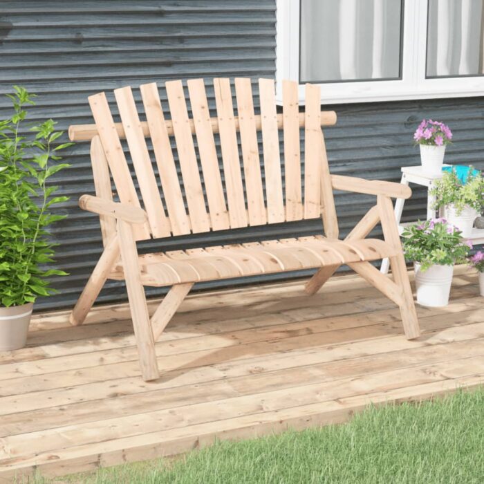 Banc de jardin à 2 places 119x85x98 cm bois massif d'épicéa – Image 1