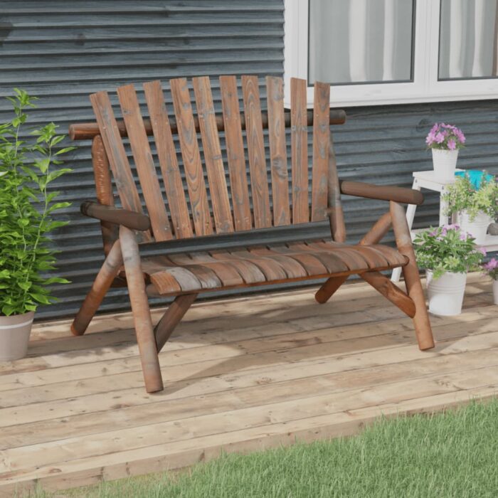 Banc de jardin à 2 places 119x85x98 cm bois massif d'épicéa – Image 1