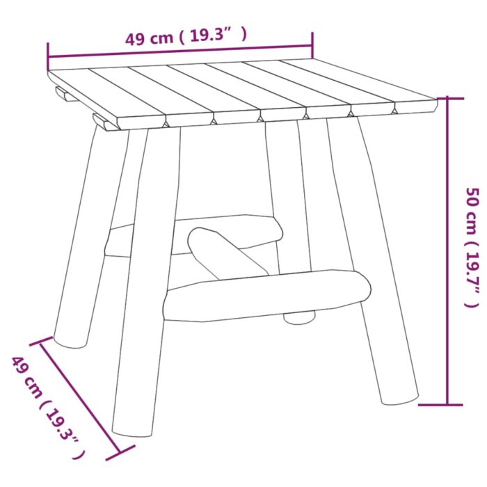 Table d'appoint 49x49x50 cm bois massif d'épicéa – Image 4