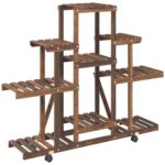 Support à fleurs avec roues 110x25x101 cm bois massif de sapin – Image 2