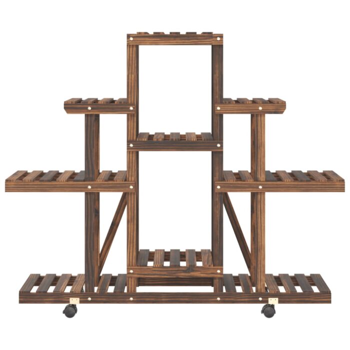 Support à fleurs avec roues 110x25x101 cm bois massif de sapin – Image 3