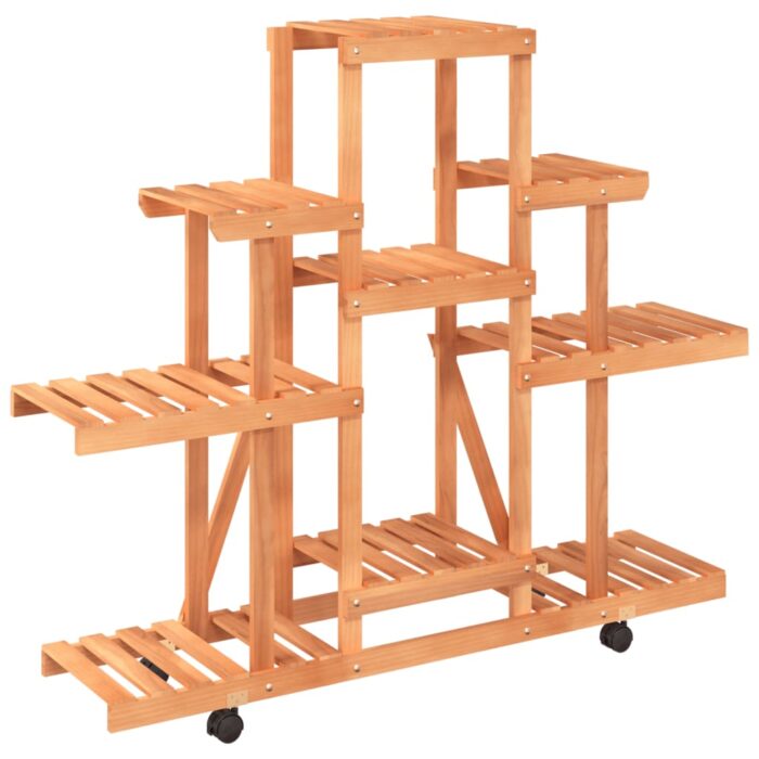 Support à fleurs avec roues 110x25x101 cm bois massif de sapin – Image 2