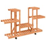 Support à fleurs avec roues 110x25x78 cm bois massif de sapin – Image 2