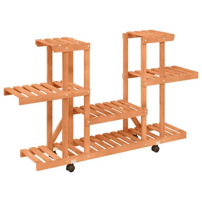 Support à fleurs avec roues 110x25x78 cm bois massif de sapin – Image 2