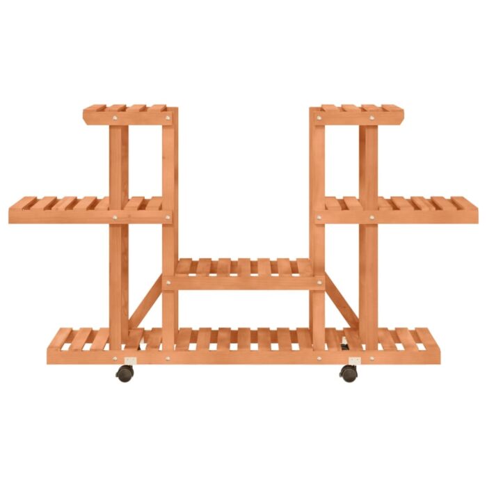 Support à fleurs avec roues 110x25x78 cm bois massif de sapin – Image 3