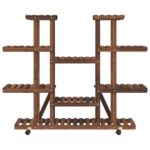 Support à fleurs avec roues 110x25x115 cm bois massif de sapin – Image 2