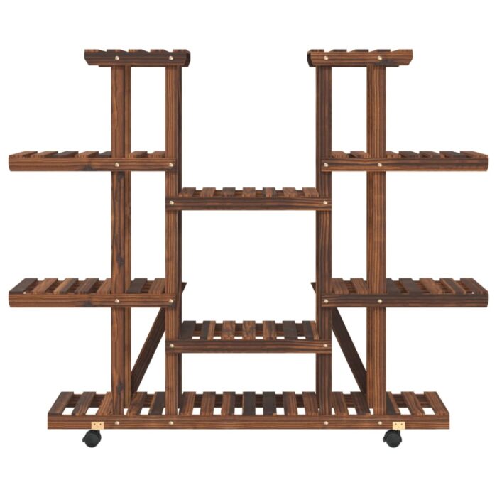 Support à fleurs avec roues 110x25x115 cm bois massif de sapin – Image 2