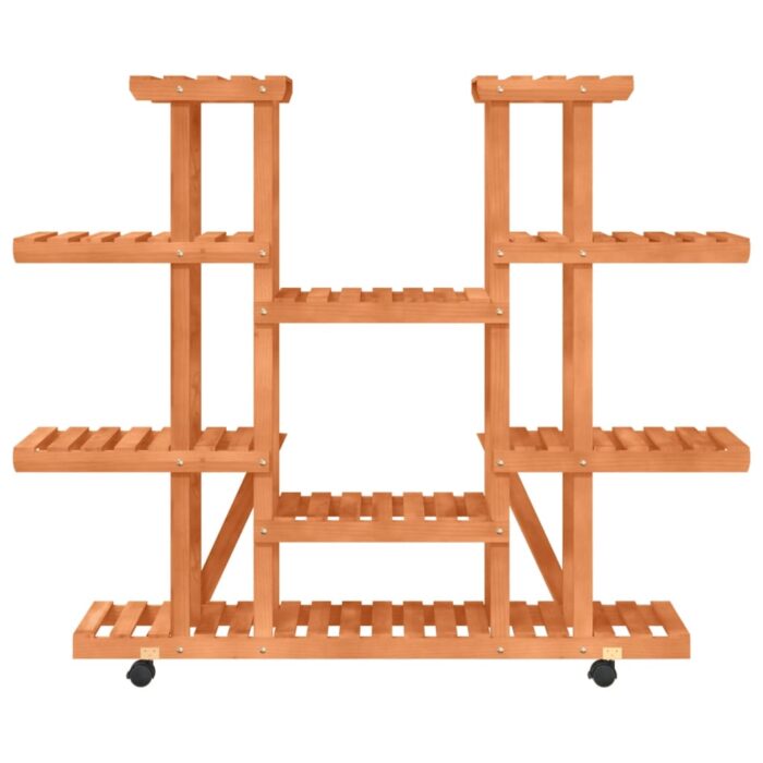 Support à fleurs avec roues 110x25x115 cm bois massif de sapin – Image 2