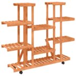 Support à fleurs avec roues 110x25x115 cm bois massif de sapin – Image 4