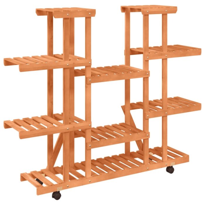 Support à fleurs avec roues 110x25x115 cm bois massif de sapin – Image 4