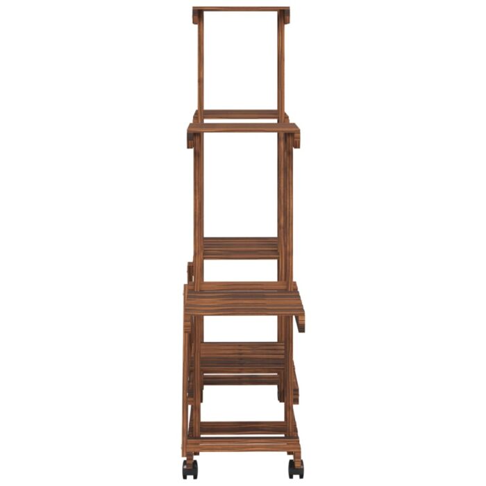 Support à fleurs avec roues 95x25x101 cm bois massif de sapin – Image 3