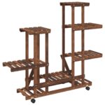 Support à fleurs avec roues 95x25x101 cm bois massif de sapin – Image 4