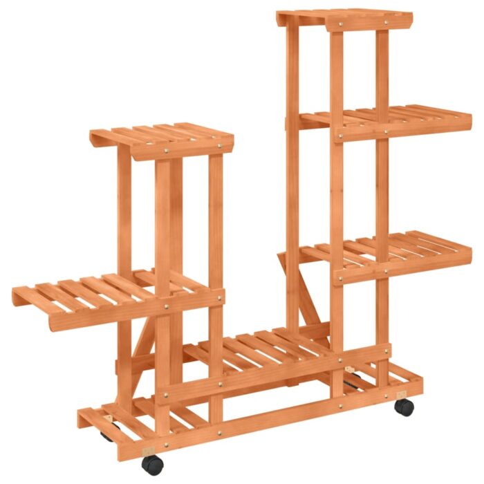 Support à fleurs avec roues 95x25x101 cm bois massif de sapin – Image 4