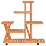 Support à fleurs avec roues 95x25x101 cm bois massif de sapin – Image 2