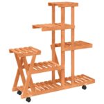 Support à fleurs avec roues 95x25x101 cm bois massif de sapin – Image 4