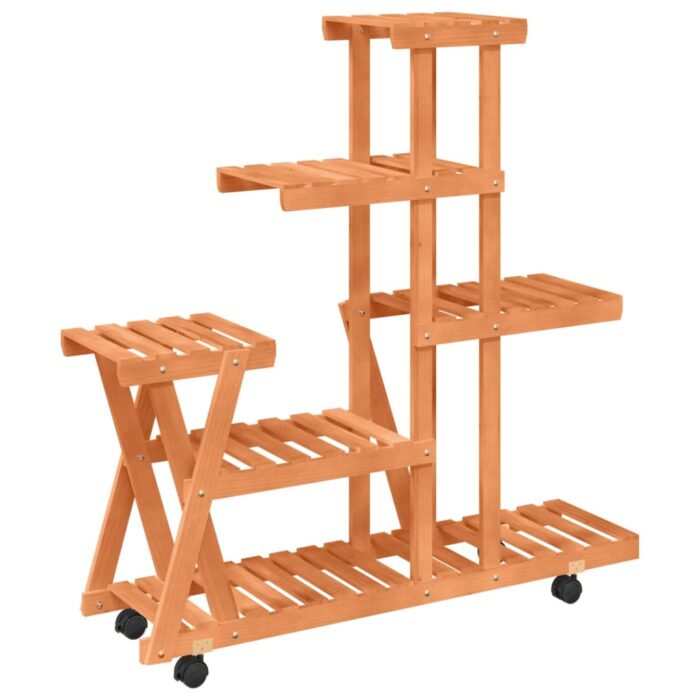 Support à fleurs avec roues 95x25x101 cm bois massif de sapin – Image 4