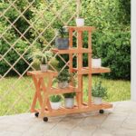 Support à fleurs avec roues 95x25x101 cm bois massif de sapin