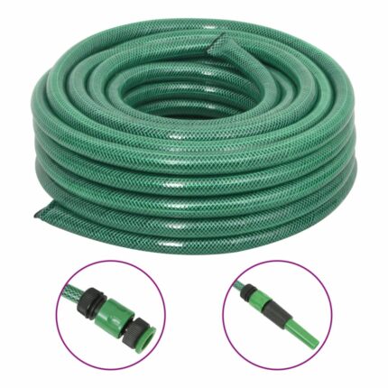 Tuyau d'arrosage avec jeu de raccords vert 0,9" 30 m PVC