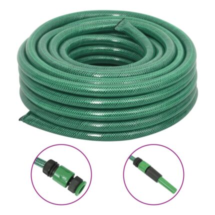 Tuyau d'arrosage avec jeu de raccords vert 0,9" 50 m PVC