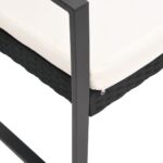 Banc de jardin à 2 places avec coussins noir rotin PP – Image 3