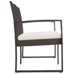 Banc de jardin à 2 places avec coussins marron PP rotin – Image 2