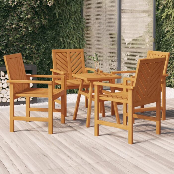 Chaises à manger de jardin lot de 4 bois massif d'acacia – Image 1