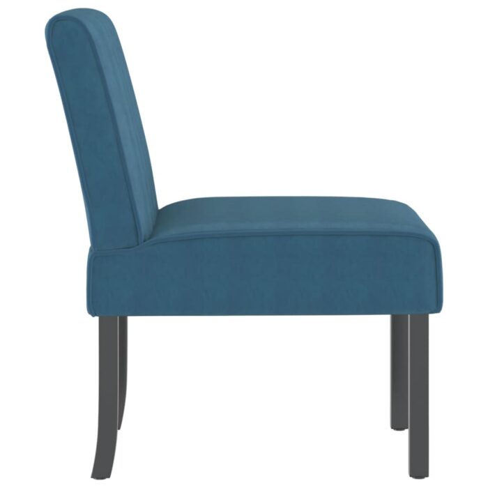 Fauteuil sans accoudoirs bleu velours – Image 2