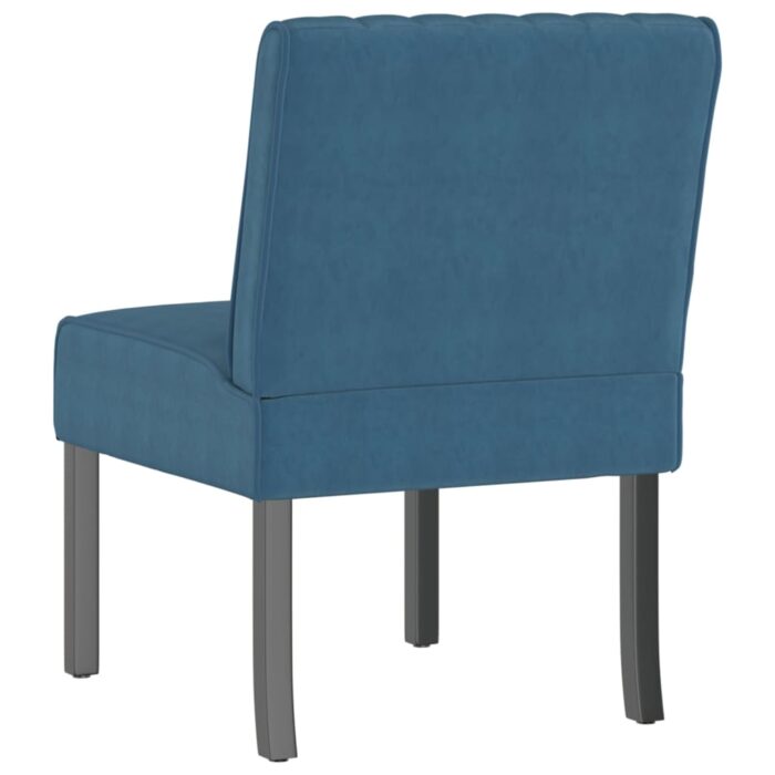 Fauteuil sans accoudoirs bleu velours – Image 3