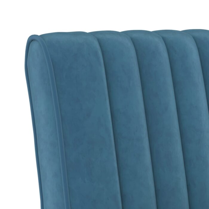 Fauteuil sans accoudoirs bleu velours – Image 4