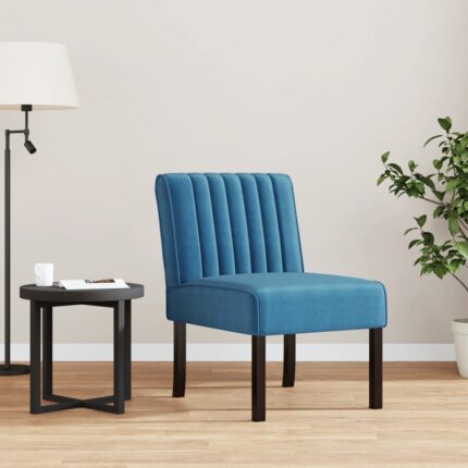Fauteuil sans accoudoirs bleu velours