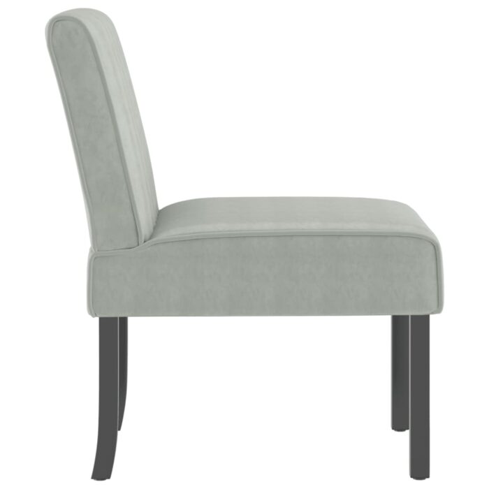 Fauteuil sans accoudoirs gris clair velours – Image 2