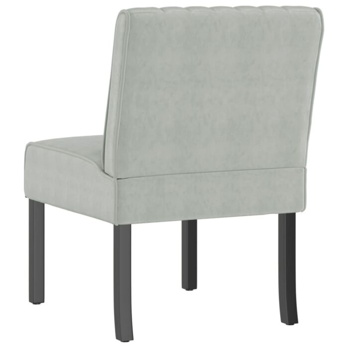 Fauteuil sans accoudoirs gris clair velours – Image 3