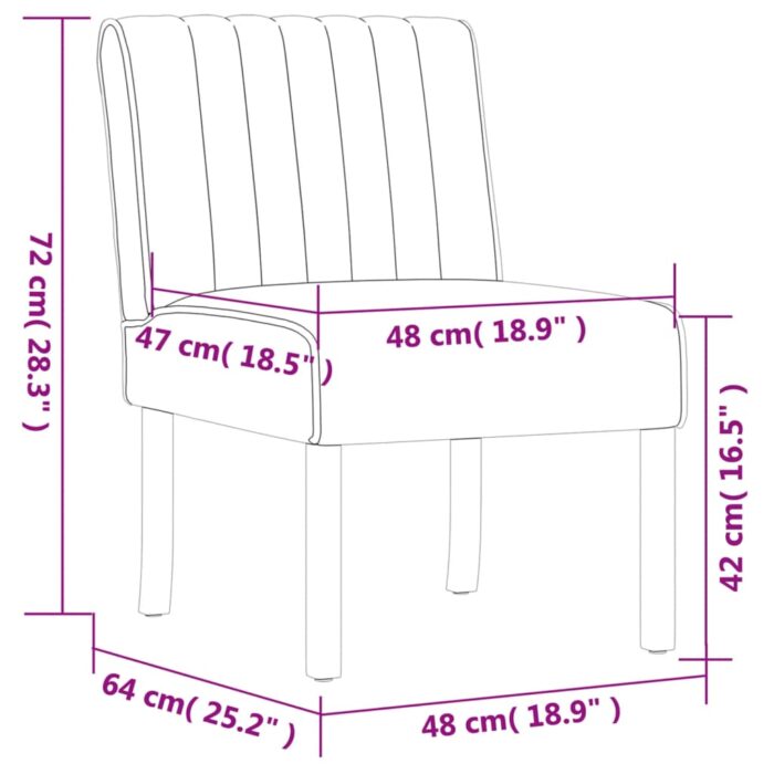 Fauteuil sans accoudoirs gris clair velours – Image 6
