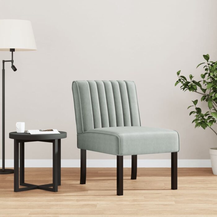 VXL8720845759094_m_en_hd_1.jpg Fauteuil sans accoudoirs gris clair velours – Image 1