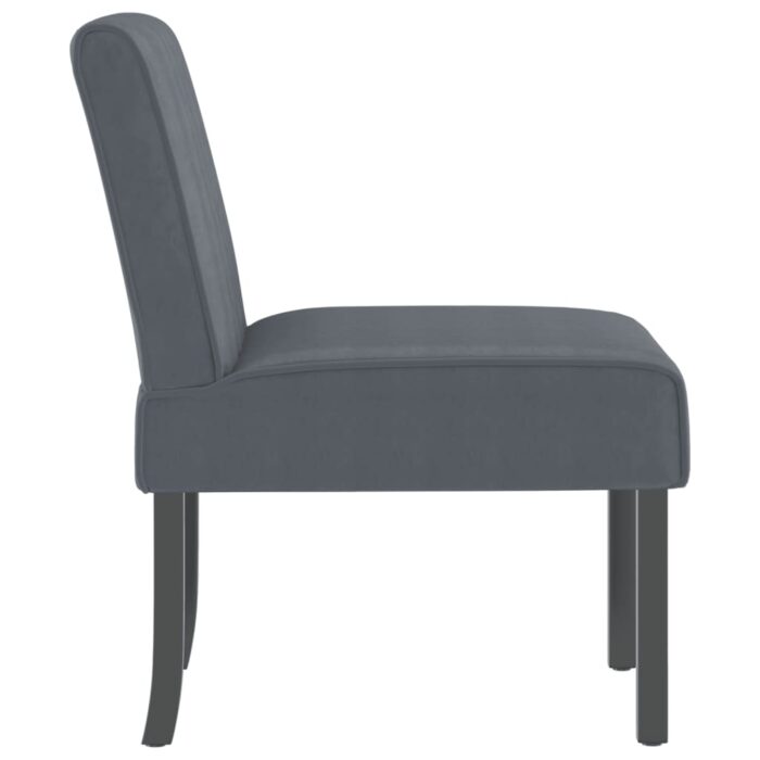 Fauteuil sans accoudoirs gris foncé velours – Image 2