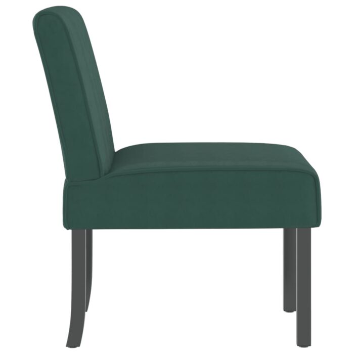 Fauteuil sans accoudoirs vert foncé velours – Image 2