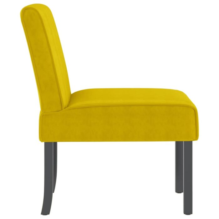 Fauteuil sans accoudoirs jaune velours – Image 2