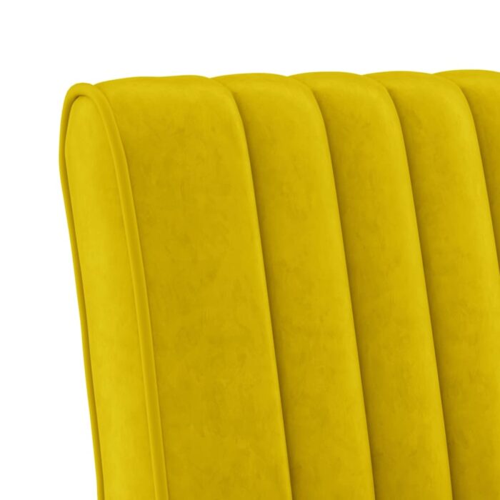 Fauteuil sans accoudoirs jaune velours – Image 4