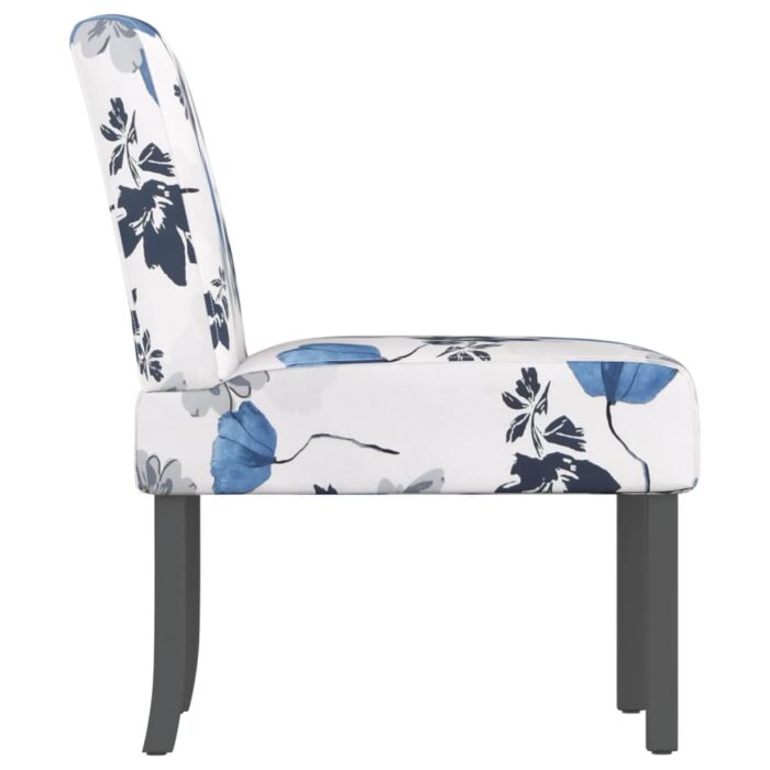 Fauteuil sans accoudoirs bleu tissu avec fleurs – Image 2