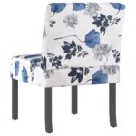 Fauteuil sans accoudoirs bleu tissu avec fleurs – Image 3
