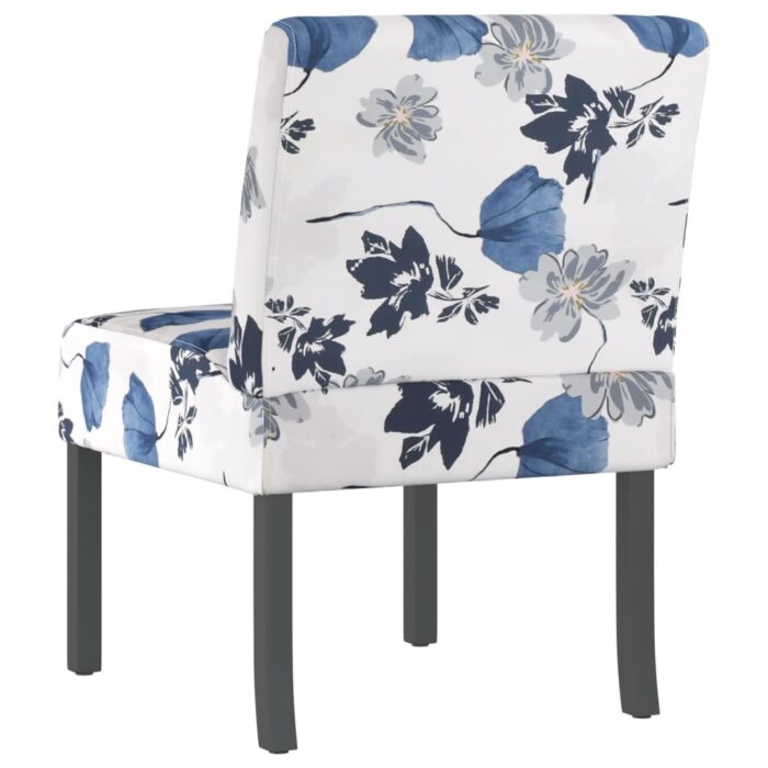 Fauteuil sans accoudoirs bleu tissu avec fleurs – Image 3