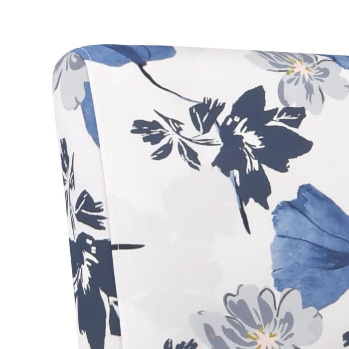 Fauteuil sans accoudoirs bleu tissu avec fleurs – Image 4