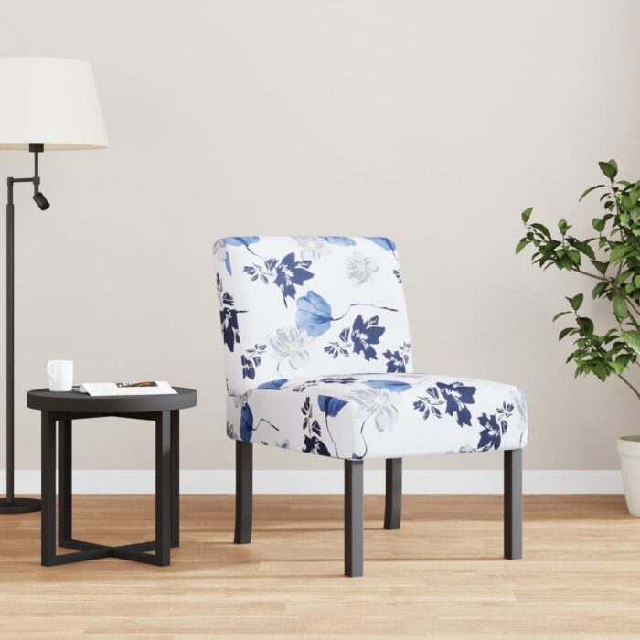 VXL8720845759193_m_en_hd_1.jpg Fauteuil sans accoudoirs bleu tissu avec fleurs – Image 1
