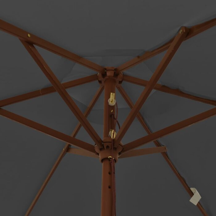 Parasol de jardin avec mât en bois anthracite 196x231 cm – Image 4