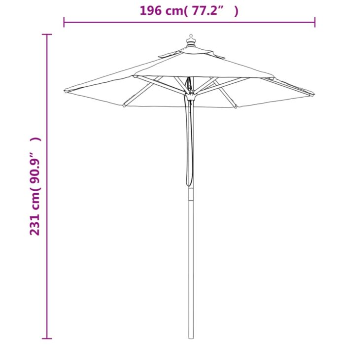 Parasol de jardin avec mât en bois anthracite 196x231 cm – Image 6