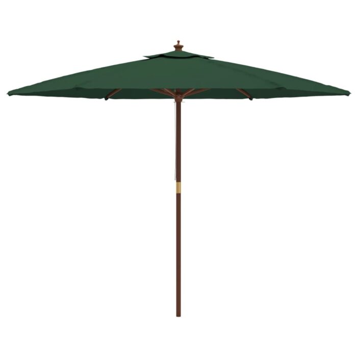 Parasol de jardin avec mât en bois vert 299x240 cm – Image 2