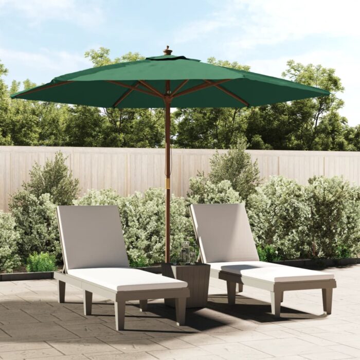 Parasol de jardin avec mât en bois vert 299x240 cm – Image 1