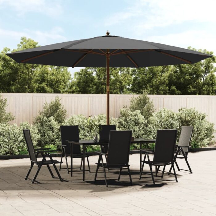 Parasol de jardin avec mât en bois anthracite 400x273 cm – Image 1