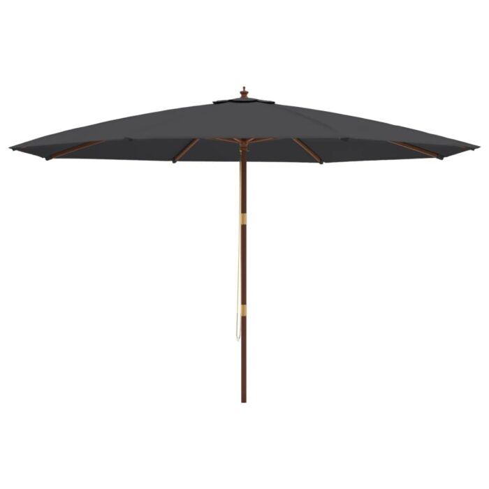Parasol de jardin avec mât en bois noir 400x273 cm – Image 2